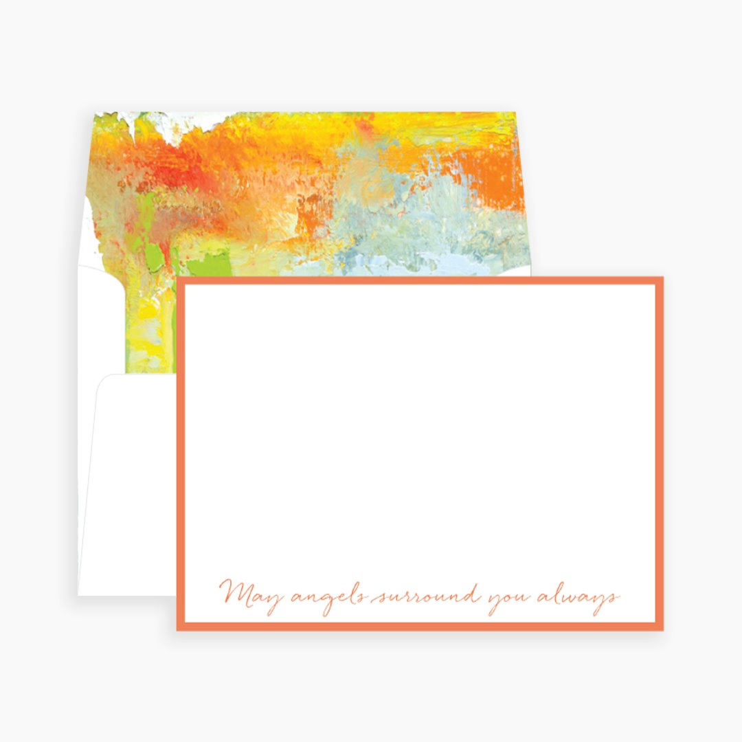 Orange May Angels Surround You Always Notecards